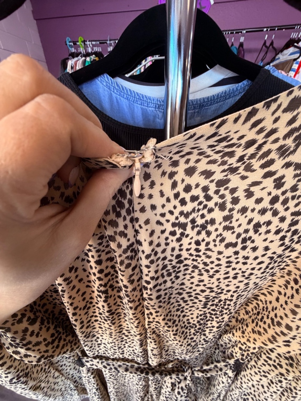 Baltic Born Women's Maxi Dress with Black Trim - Cream Cheetah Print - Picture 9 of 10